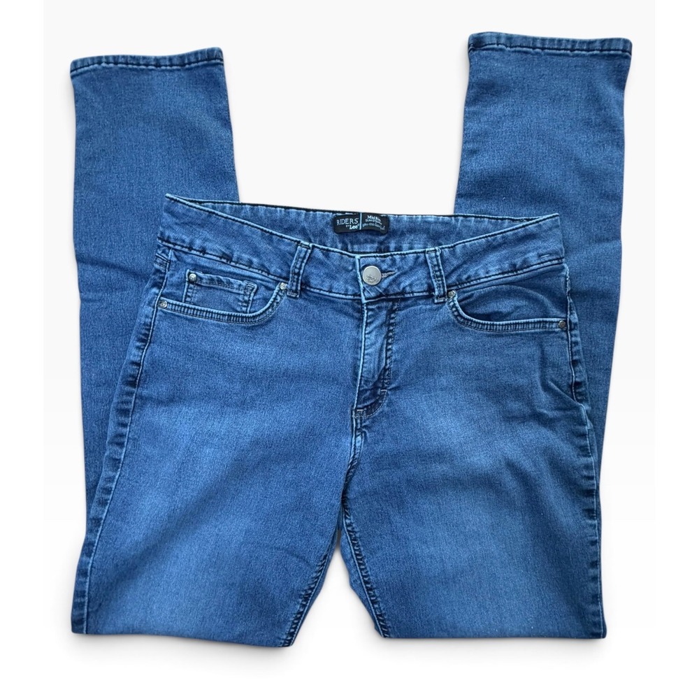 Riders by Lee Womens Mid Rise Super Soft Slim Straight Jeans Medium Wash Blue